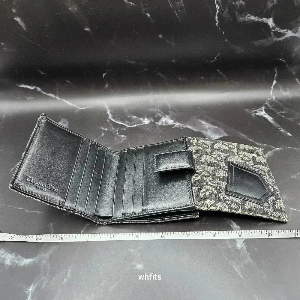 Christian Dior Trotter Canvas Trifold Wallet with dust bag and box.